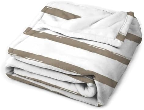 Plush Throw Blanket, Textured Stripes Lines Taupe Beige Modern Throws