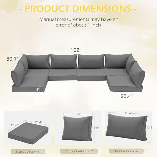 HOMREST Outdoor Replacement Cushions for Patio