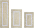 TRP Tufted Cotton Sand White Bathroom Rugs Sets 3 Piece
