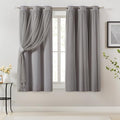 Bujasso Grey 90% Blackout Curtains with Sheer Overlay Mix and Match