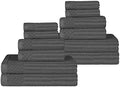 SUPERIOR Cotton 12-Piece Solid and Ribbed Towel Set, Face Towels 13” x