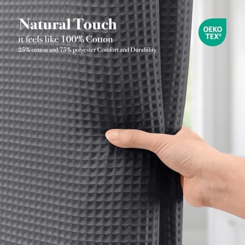Dynamene Stall Waffle Shower Curtain Cotton Fabric 36x72 Charcoal Gray