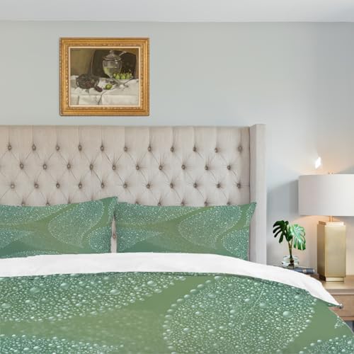 Shrahala Morning Dew 100% Cotton Duvet Cover Set Queen Size, Sage