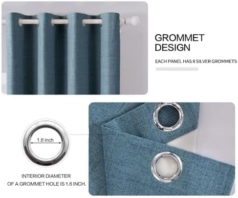 MIULEE 100% Blackout Linen Curtains for Bedroom 52x96 Inches Dusty