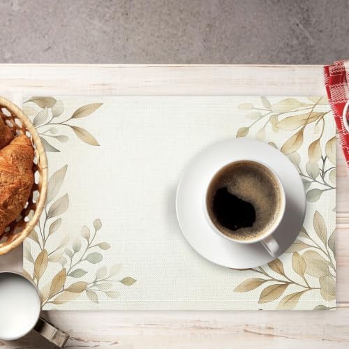 Olive Leaves Placemats Set of 2 - Durable Soft Washable Table