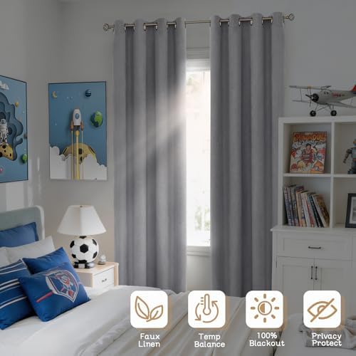 BGment Dark Grey Blackout Curtains for Living Room 96 Inch Long - 2