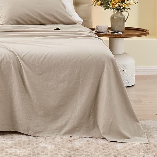 BISELINA Linen Sheet French Flax Flat Sheet Only 55% Euro Linen 45%