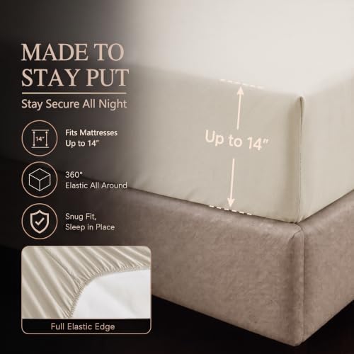 CozyLux California King Comforter Set Beige, 7 Pieces Pintuck Bed in a