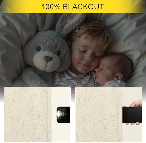 Thick Linen Blackout Curtains 104 Inches Long 2 Panel Set Custom