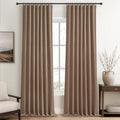 RustBrown Black Out 96 Inch Long Boho Curtains 2 Panel Set, Farmhouse