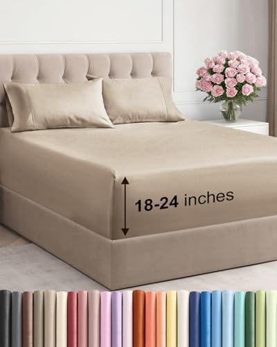 Extra Deep Cal King Sheet Set - 4 Piece Breathable & Cooling Sheets