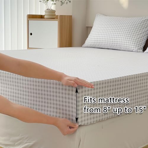 NSNLGSGC Light Grey Gingham Twin Sheet Set