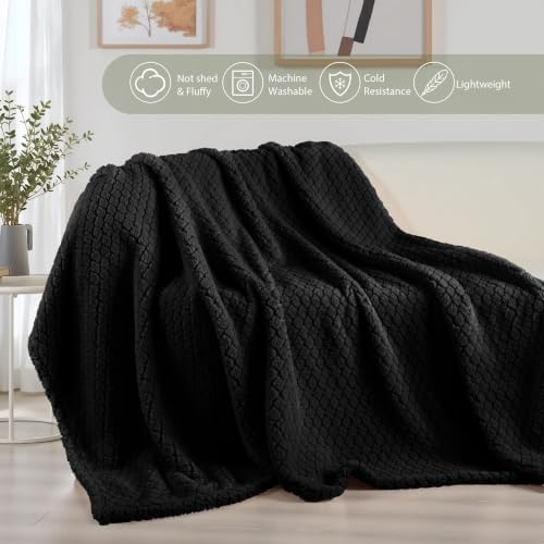 Exclusivo Mezcla Soft Fleece Twin Size Blanket for Bed, Black