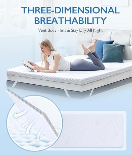 SINWEEK Cooling Memory Foam Mattress Topper for Pressure Relief, Bed