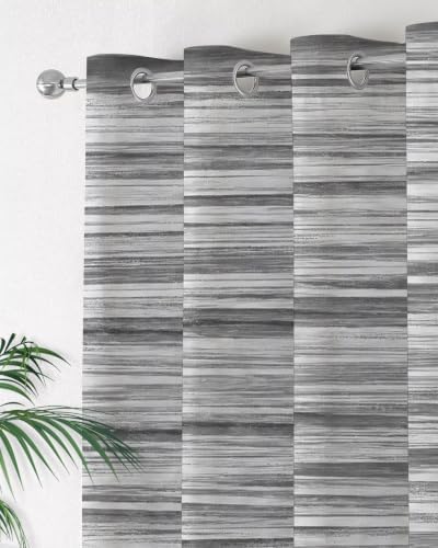 Gray Striped Curtains 63 inches Long for Living Room Bedroom Boho Ash