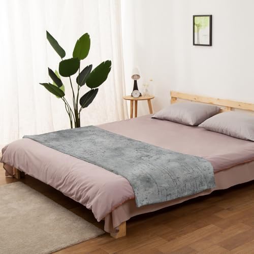 Flannel Fleece Blanket 60" x 80", Grey Vintage Microfiber Cozy Soft