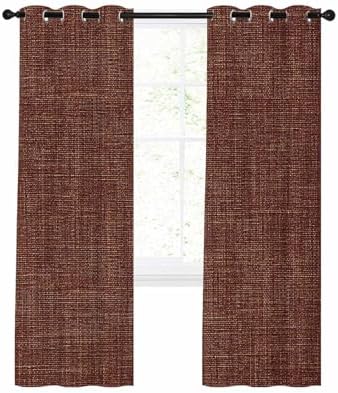 Blackout Curtains Room Darkening Drapes, Brown Rustic Vintage Burlap