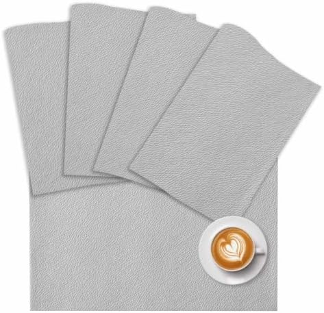 Placemats Set of 8 Grey Leather Texture Place Mats for Dining Table