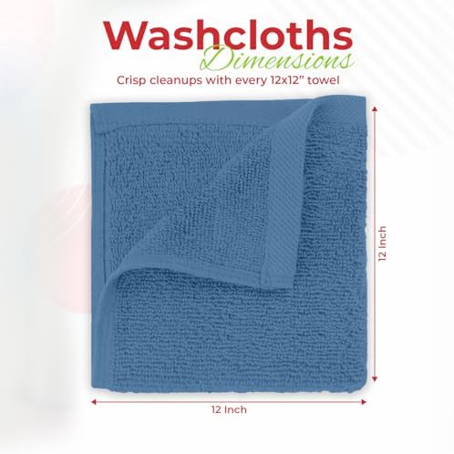 RIVERSIDE 60-Pack Cotton Washcloths – Soft & Absorbent Face Towels