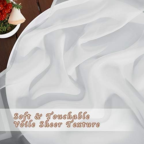 NICETOWN Sheer Curtains 63 Long - Ring Top Solid Voile Window