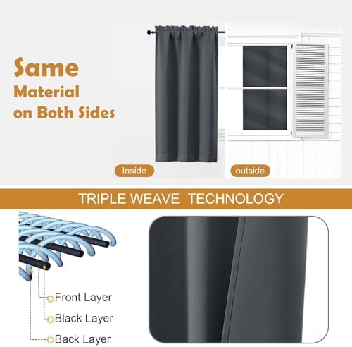 Aiyufeng Grey Blackout Curtains for Bedroom 96 Inches Long 2 Panels