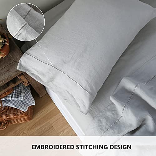 Simple&Opulence 100% French Linen Pillowcase Queen Size-Set of 2