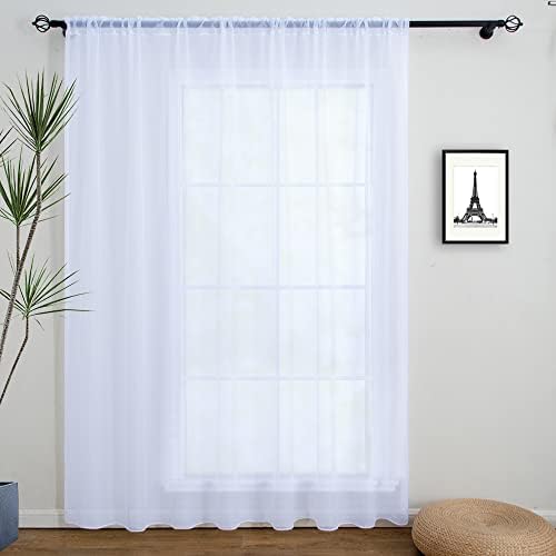 Linentalks Extra Wide White Sheer Curtains For Living Room, Patio Door