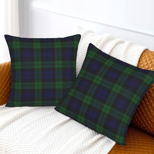 The Black Watch Tartan Plaid Throw Pillow Covers 22"x22" Pack of 2