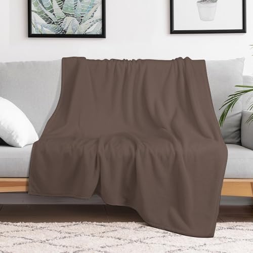 Plush Throw Blanket Solid Color Plain Medium Taupe Pastel Brown Soft