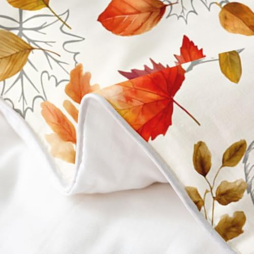 Manfei Maple Leaves Girls Bedding Set Twin Size 100% Cotton, Autumn
