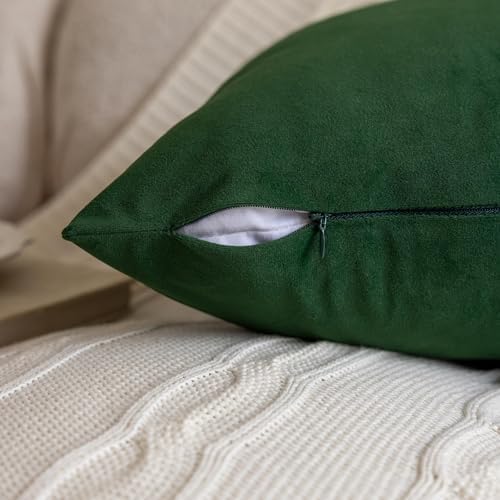 FEVERQIYI 22x22 Velvet Pillow Covers Set of 2 Army Green Decorative