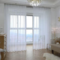 PHILEASY Window Ivory Sheer Curtains 120 Inches Long 2 Panels Sheer