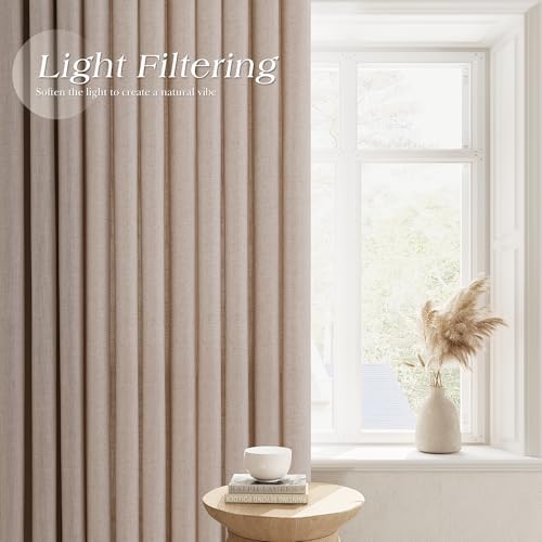 Nanspring Linen Curtains 84 Inches Long for Living Room Grommet