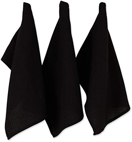 DII Recycled Cotton Kitchen Collection Dishtowel Set, 18x26, Black