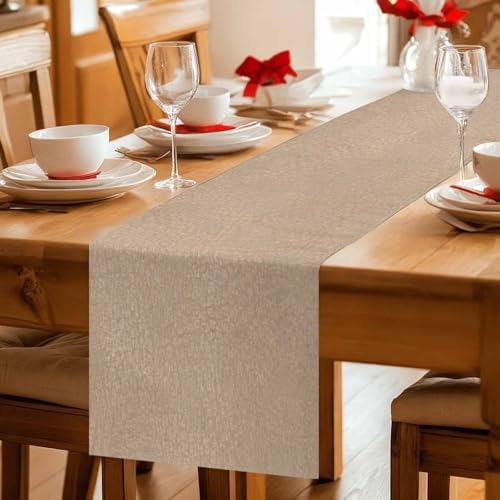 Beige Table Runner Country Vintage Farmhouse Minimalist Classic Solid
