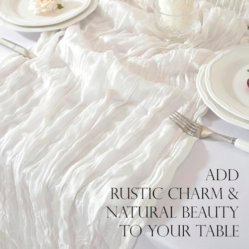 2 Pack Cheesecloth Table Runner, Fall Table Runner 120 Inch – Ivory