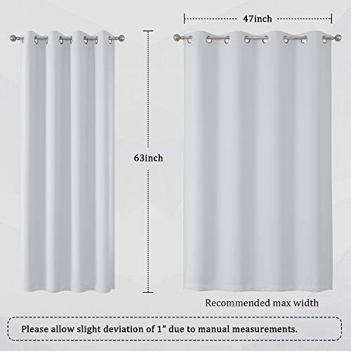 DUALIFE Greyish White Curtains 63 Inches Long Thermal Insulated Room