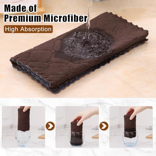 Mordimy 12 Pack Soft and Absorbent Kitchen Towels, Dark Grey & Brown