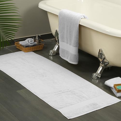 Bathroom Rug Runner 20" x 60", 100% Cotton Terry Bath Rugs: Dove Grey