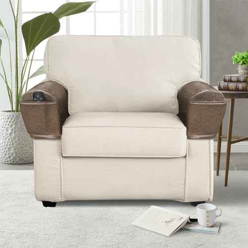 ANARACHON Leather Look Couch Arm Covers, Set of 2, Brown