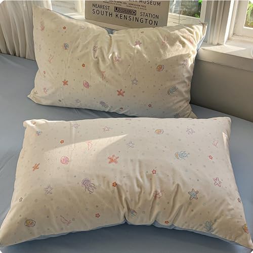 Washed Cotton Bedding Duvet Cover Set, Fresh Floral Bedding 4 Pcs Set