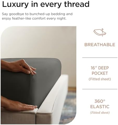 Threadmill 800 Thread Count Cotton King Sheet Set, Sateen, Solid, Dark