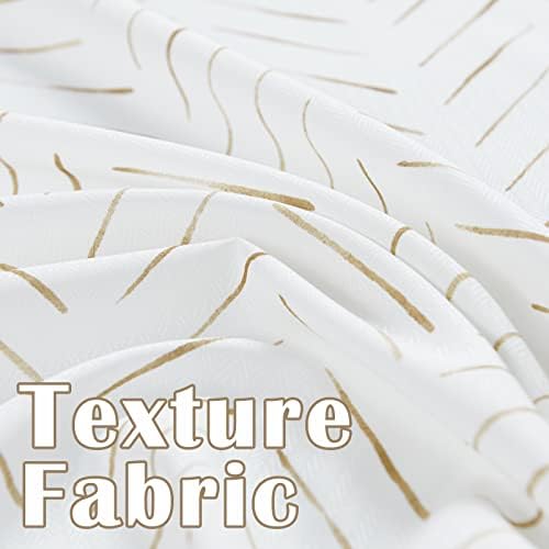 jinchan Extra Long Taupe and White Shower Curtain Inky Herringbone