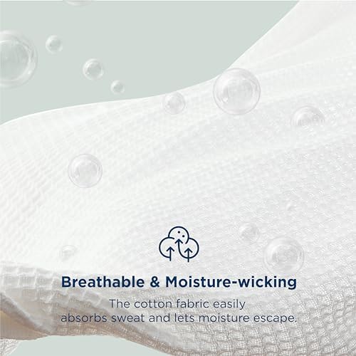 Bedsure 100% Cotton Blanket, Waffle Weave, Full Size, White, 80"x90"