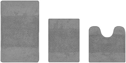 Better Trends 3 Piece Bathroom Rug Set 100% Cotton Non-Slip Washable