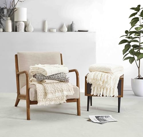 CREVENT 50"X60" Farmhouse Breathable Soft Chenille Knitted Textured