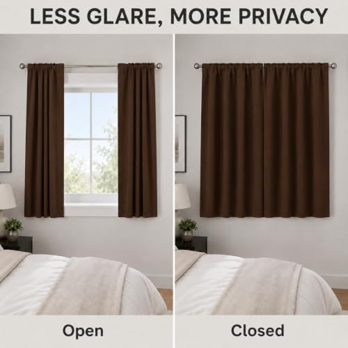 Short Blackout Curtains,Dark Brown,74"x72",2 Panels