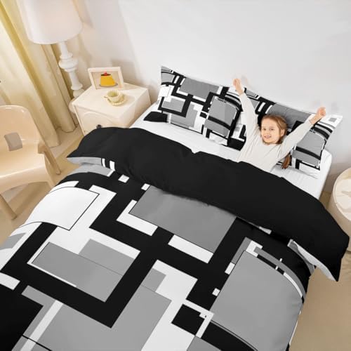 Feelyou Abstract Duvet Cover Queen Size Geometric Comforter Cover for