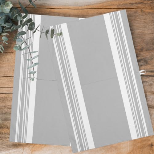 Farmhouse Grey Kitchen Towels Set of 4, Absorbent Microfiber Soft Dish