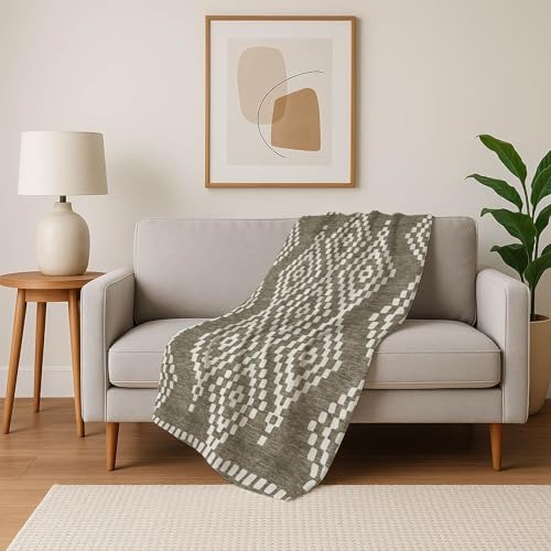 Addison Rugs ASB891 Taupe 50" x 70" Oversized Sherpa Throw Blanket